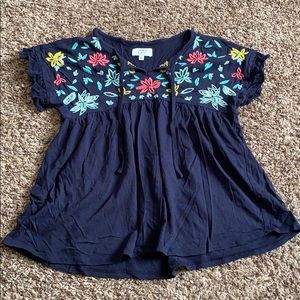 Crown & Ivy Navy Floral Shirt
